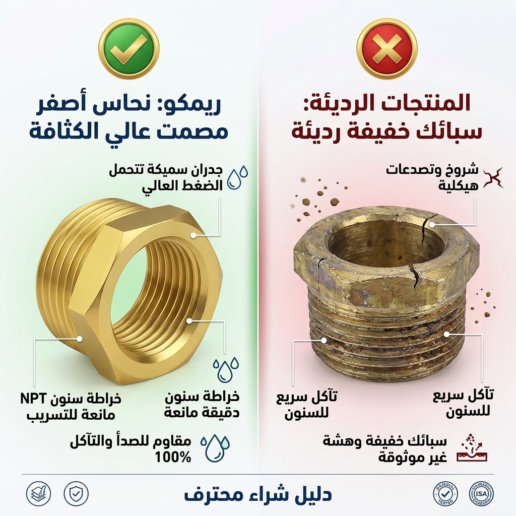 جلبة سداسية مخفضة نحاس أصفر 1 بوصة ذكر إلى 3/4 بوصة أنثى NPT (قطعتان)