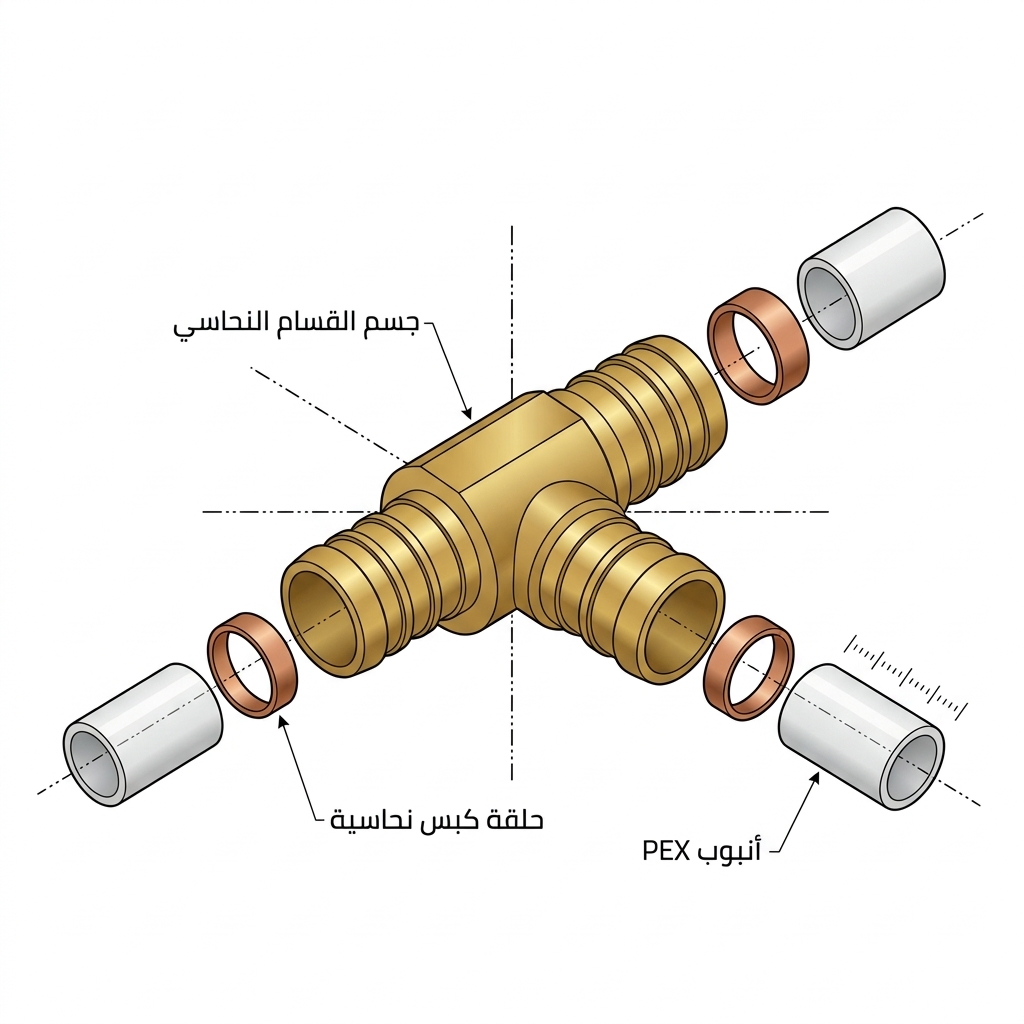 قسام تي نحاسي PEX مخفض 3/4 × 1/2 × 1/2 بوصة ايفيلد (10 قطع)