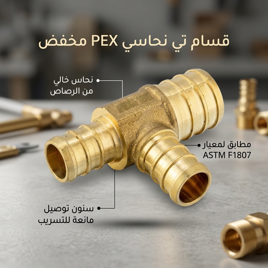 قسام تي نحاسي PEX مخفض 3/4 × 1/2 × 1/2 بوصة ايفيلد (10 قطع)