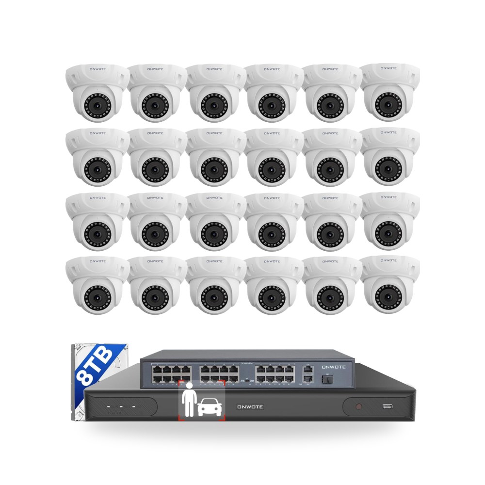 نظام كاميرا مراقبة 12MP NVR 32 قناة PoE مع 24 كاميرا 5MP وصوت اونووت B09L4S1H1R
