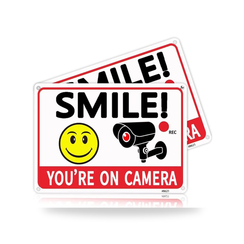 قطعتان من لافتات كاميرا Smile You're On ألومنيوم موديل B0C3ZHGF8H بأفضل سعر - ريمكو