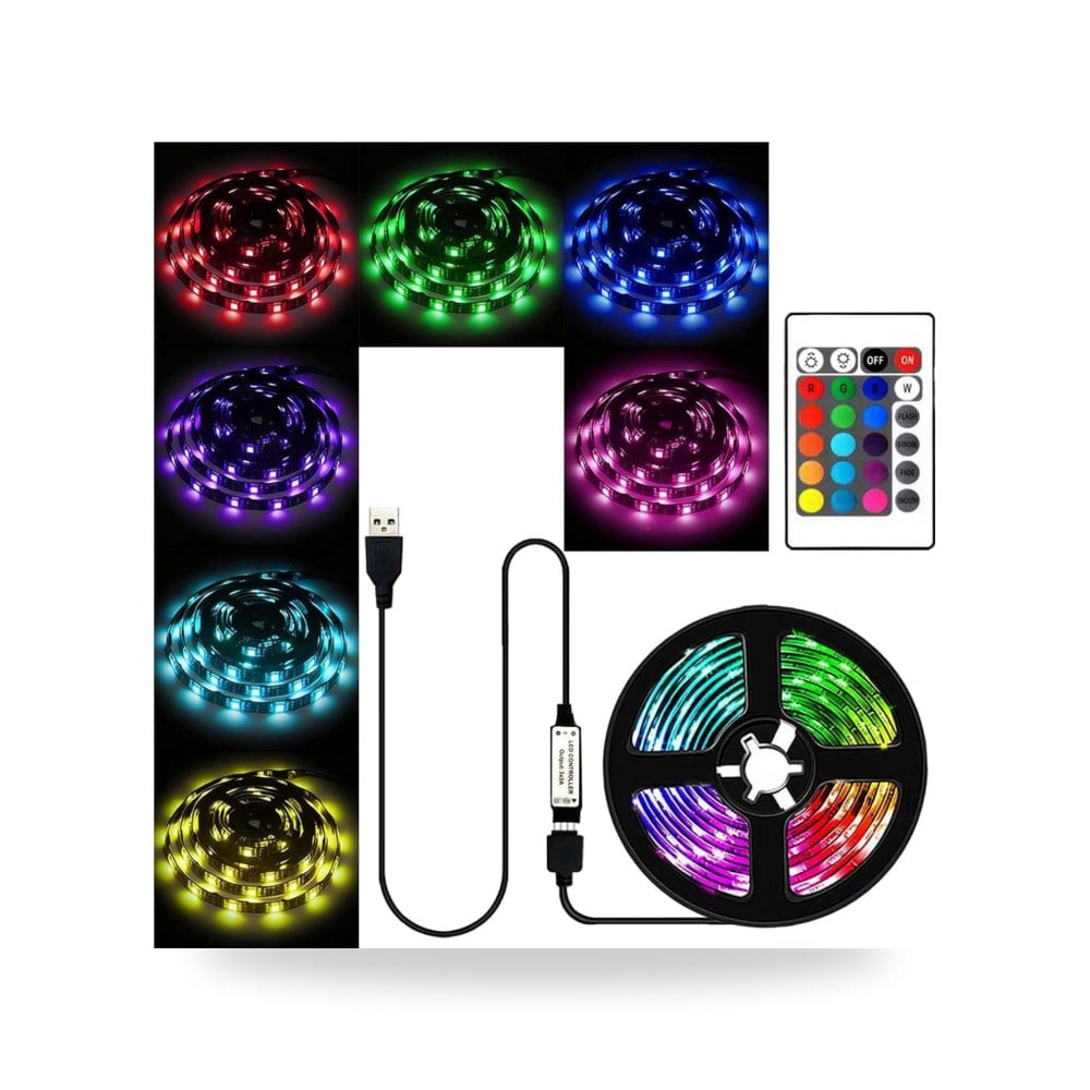 شريط اضاءة LED بطول 2 متر متعدد الألوان مع جهاز تحكم جودتول B0G593TBKT