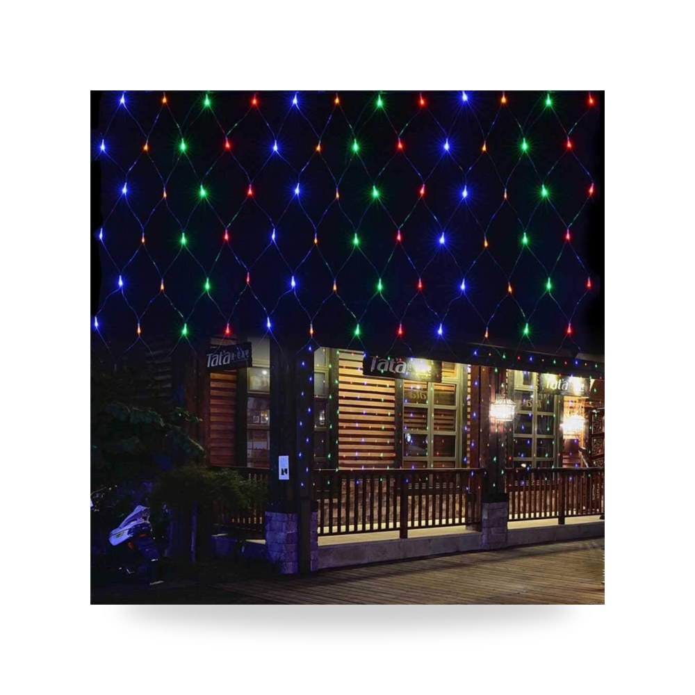 2 عبوة من 100 مصباح LED شبكي يعمل بالبطارية 8 اوضاع 4.9 ×