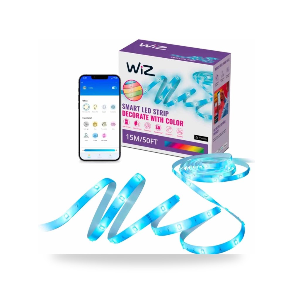 ويز شريط إضاءة LED RGB بطول 50 قدم مقصوص ليتناسب مع 16 مليون لون - موديل B0CWVW9Z6N