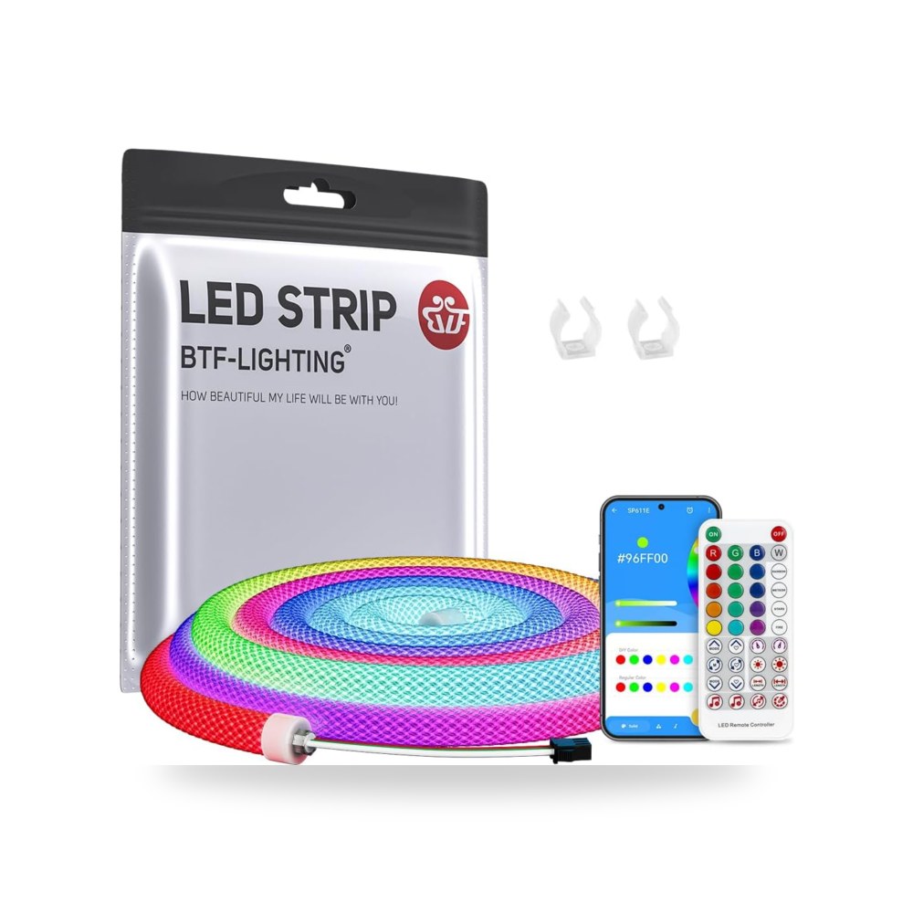 شريط إضاءة LED نيون دائري 360 درجة WS2811 من بي تي اف-لايتنج - إضاءة ذكية مرنة بمعيار هندسي