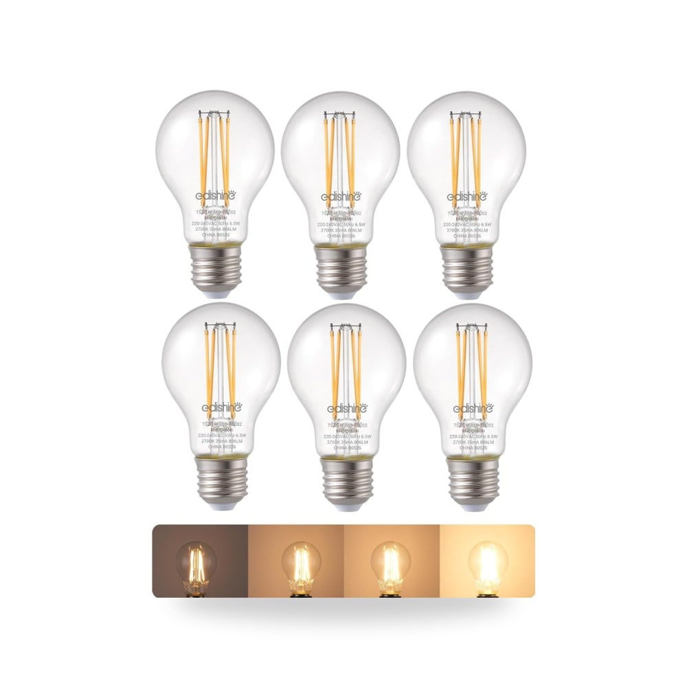 ايديشاين مصابيح اديسون LED E27 قابلة للتعتيم من 6 قطع