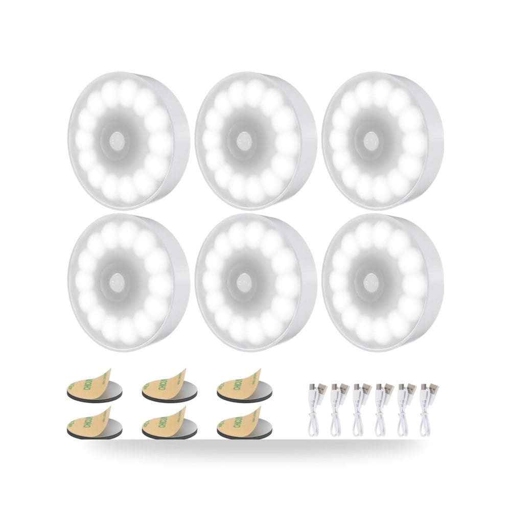 6 عبوات من مصابيح استشعار الحركة الداخلية LED موديل B0DRV2JSXX