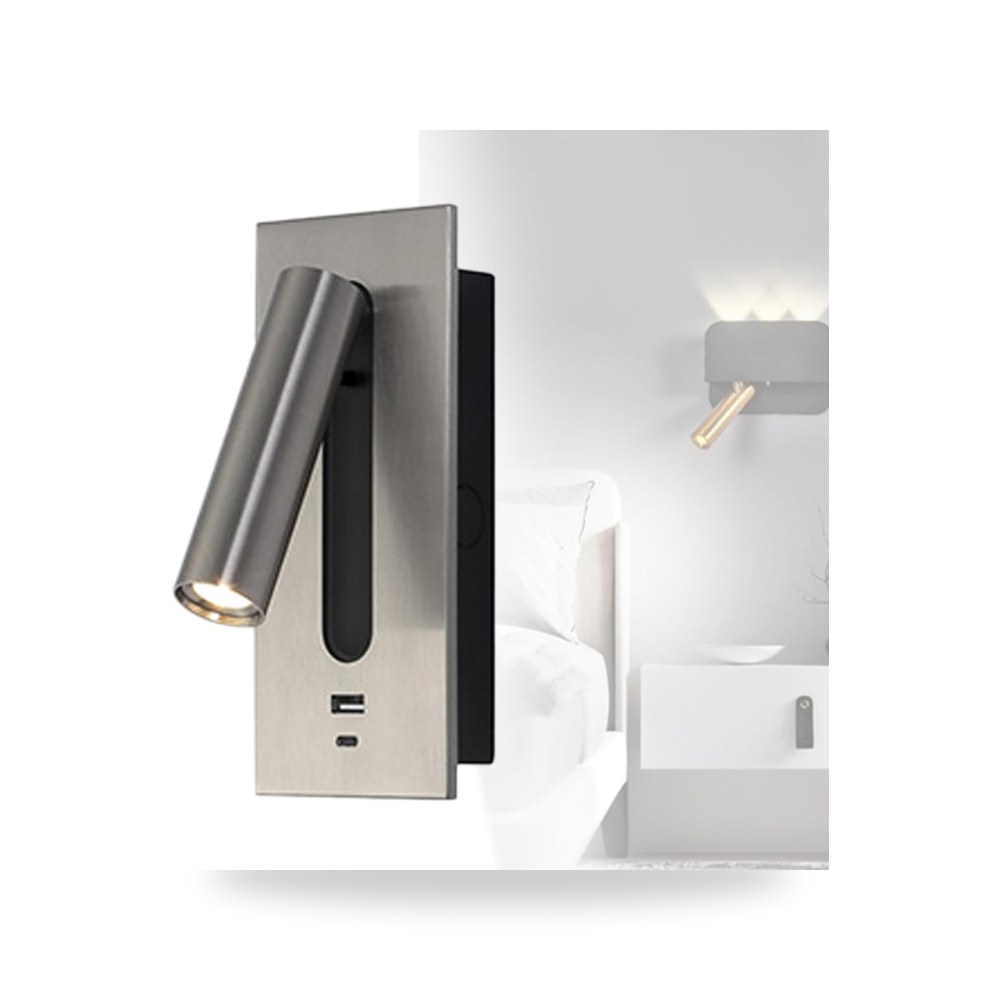 شمعدان حائط عصري مدمج قابل للتعديل مع منفذ USB 5 فولت 2.1 | متجر ريمكو