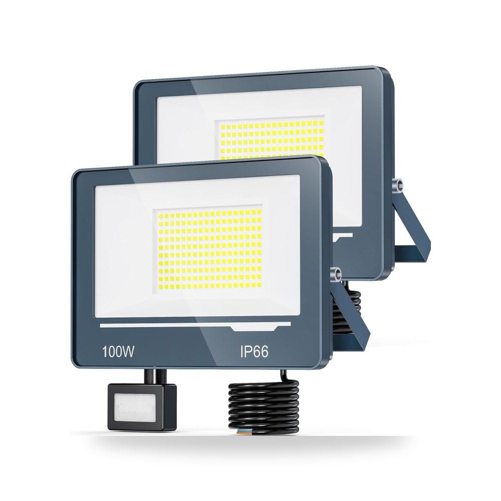 كشاف LED 100 واط مع مستشعر حركة - إضاءة خارجية قوية موديل IP66