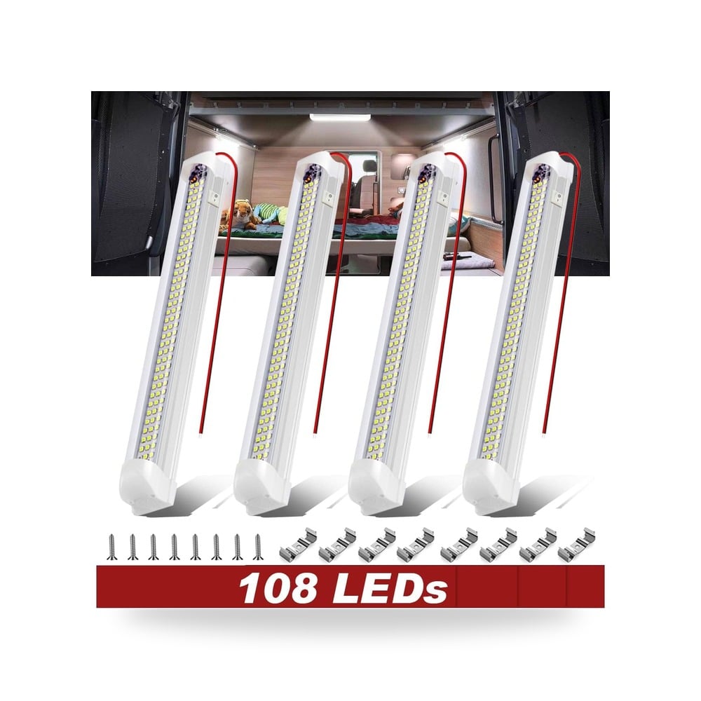 شريط اضاءة LED داخلي 108 LED، 1100 لومن 8 واط تيار مستمر 12 8 واط تيار مستمر 12 فولت