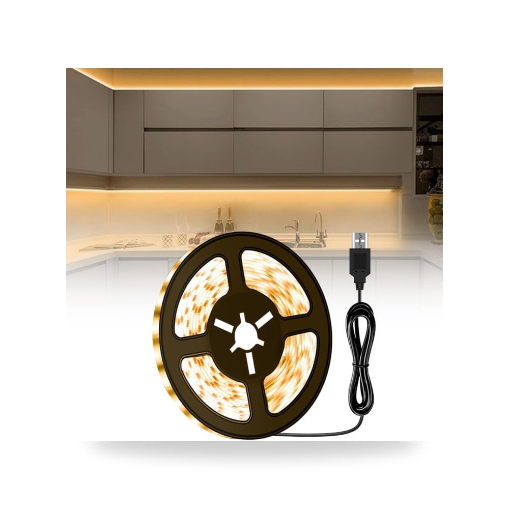 شريط اضاءة LED USB 5 فولت 19.69 انش 3000 كلفن ابيض دافئ مرن