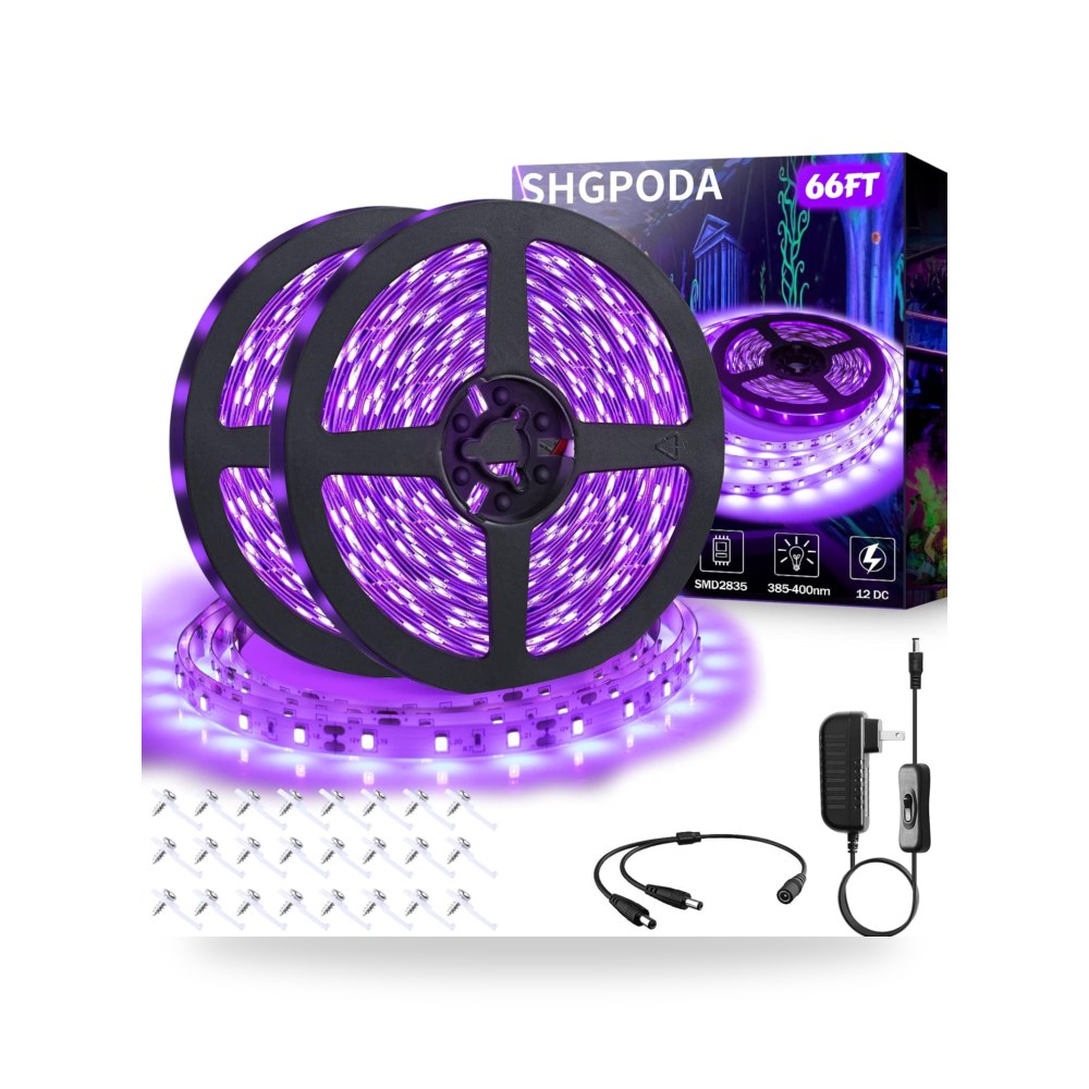 مجموعة شريط اضاءة LED اسود 20 متر موديل 385-400 | إضاءة ديكورية مميزة