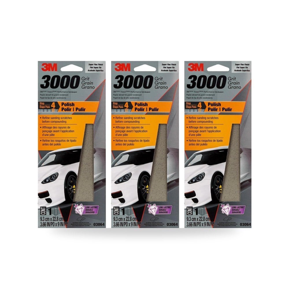 3M ورق صنفرة بيرفورمانس 3000 حبيبة، 3 2×3 تريزاكت