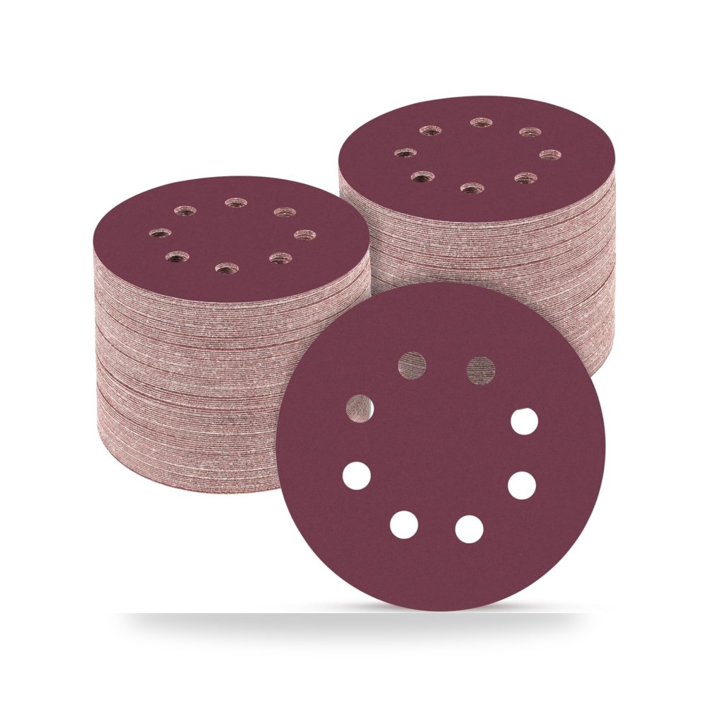 اقراص صنفرة 5 بوصة 8 فتحات - 100 قطعة بخطاف موديل B0CYPYH2HN