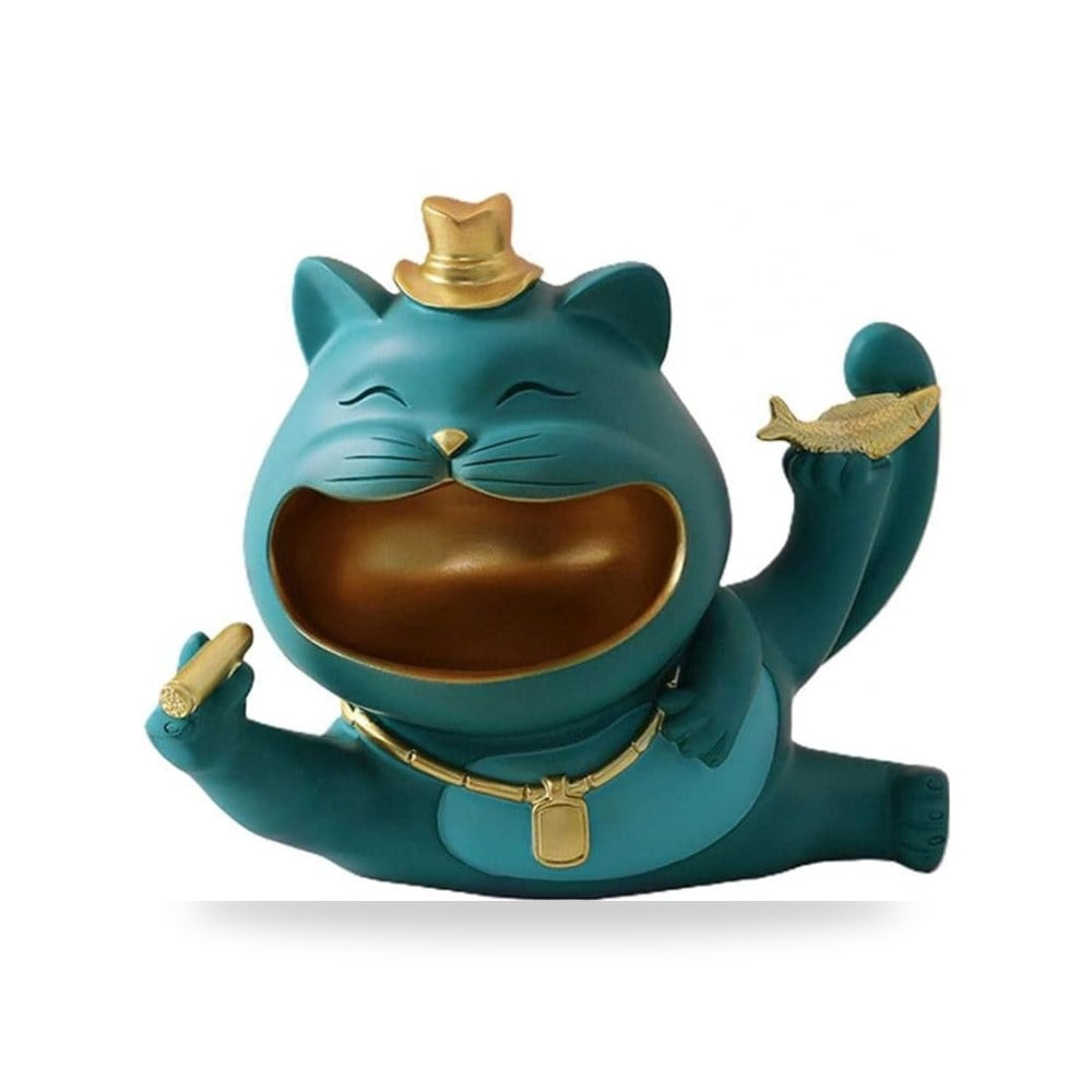 HiInn الراتنج لاكي الفم الكبير القطط تخزين
