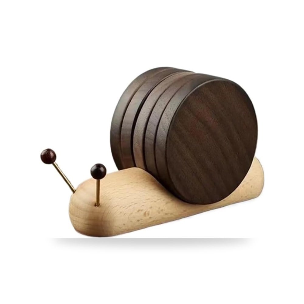 طقم قواعد أكواب وكاسات ديكورية فاخرة من خشب الجوز الطبيعي ماركة Walnut Craft Lifestyle