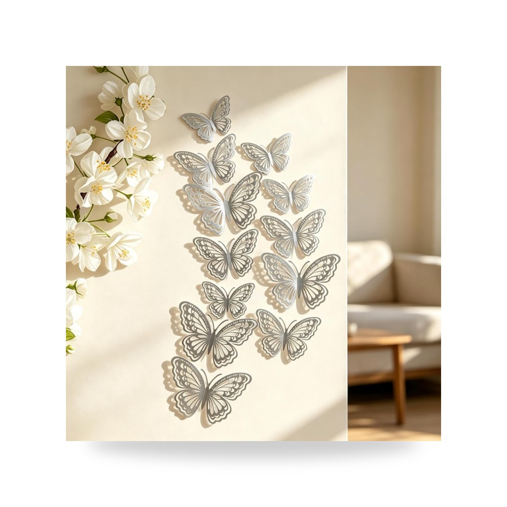 ديكور جداري معدن فضي طقم 12 قطع 12Pcs
