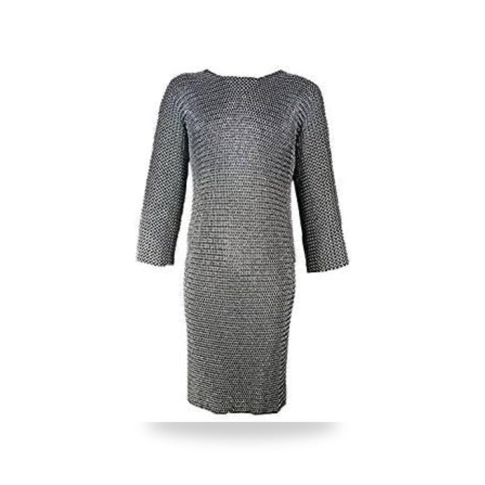 ثورين انتسرومنتس درع Hauberk Armour بأكمام طويلة مزين العصور الوسطى - فضي