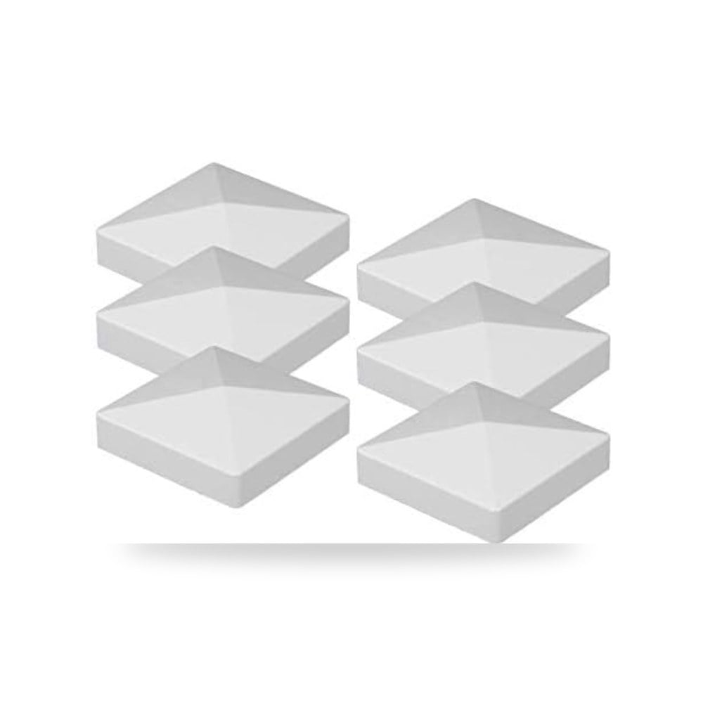 الفينيل الأبيض PVC 5 بوصة × 5 بوصة غطاء عمود الهرم (6 قطعة)