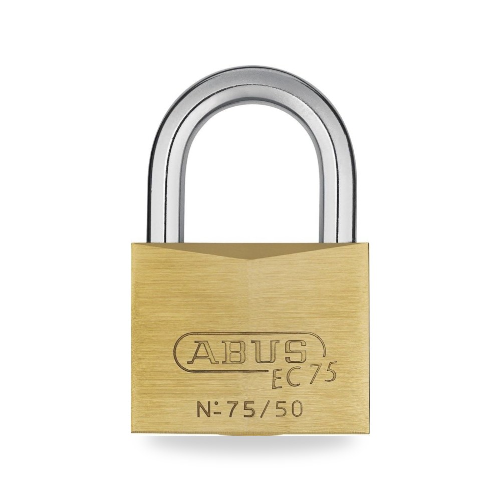 أبوس (ABUS) - قفل أمان نحاسي صلب فائق الجودة موديل 75 - 50 مقاس قياسي قوس ستيل مقسى