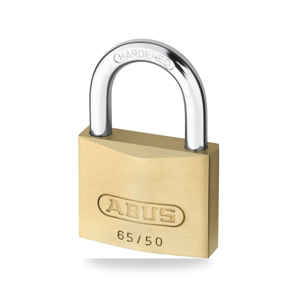 أبوس (ABUS) - قفل أمان نحاسي صلب فائق الجودة موديل 65 - 50 مقاس 50 مم قوس ستيل مقسى قياسي