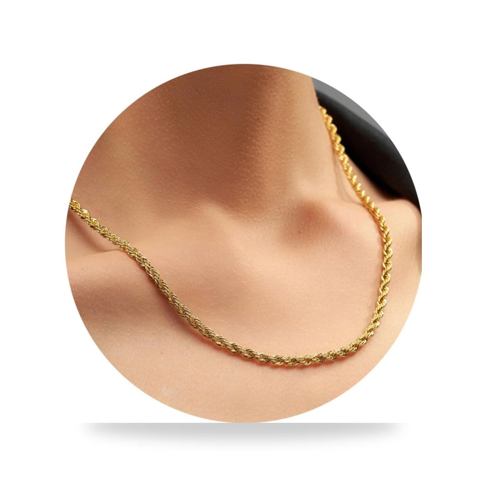 قلادة سلسلة بتصميم حبل للرجال والنساء، خيار فولاذ مقاوم للصدأ