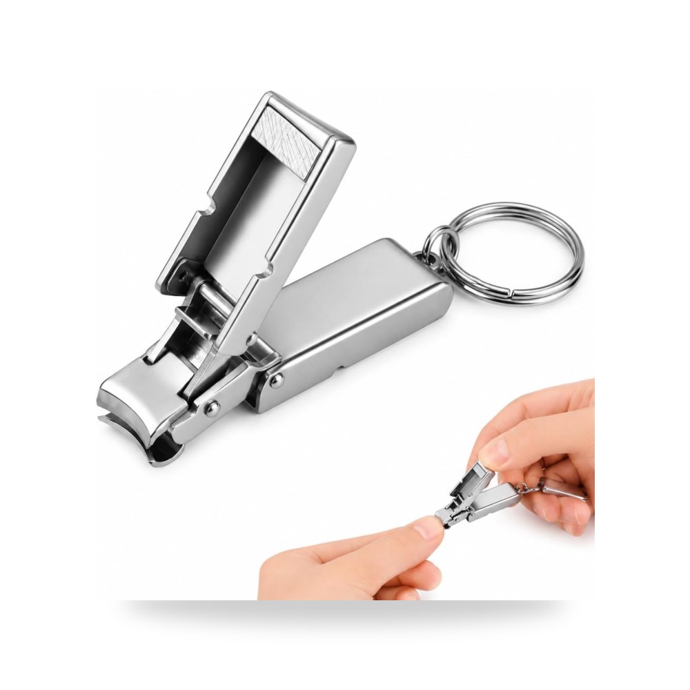 مفتاح قصافة اظافر فضية صغيرة قابلة للطي، اداة الستانلس ستيل