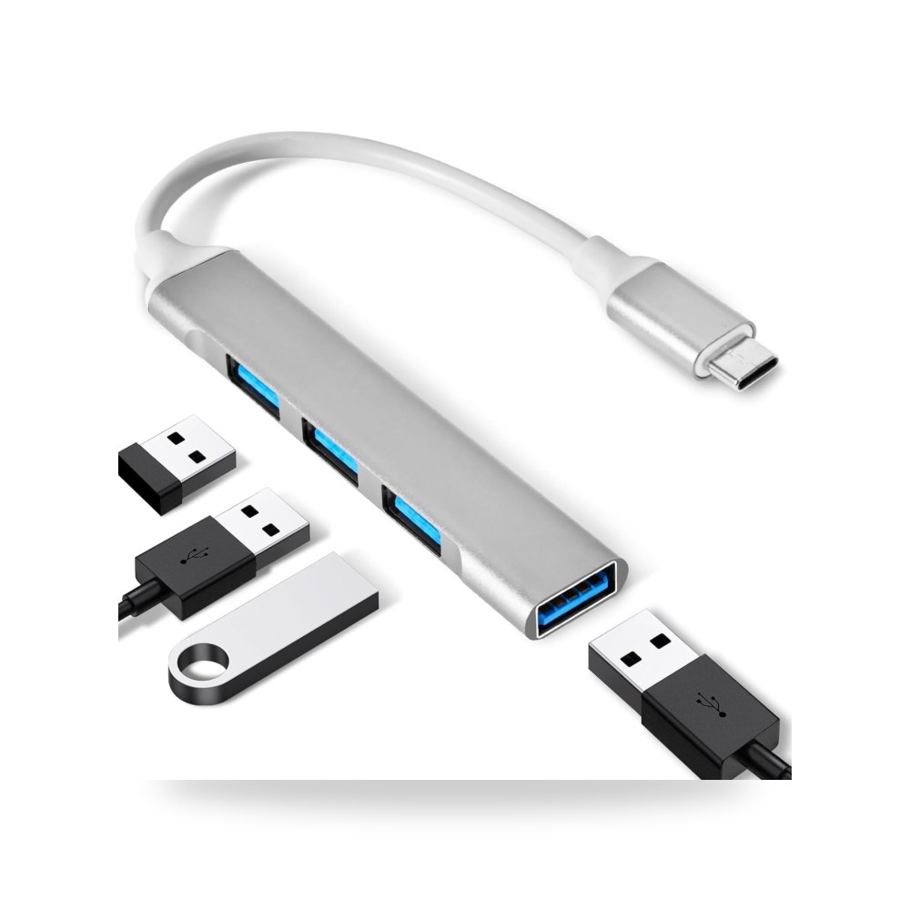جهاز موزع USB C الى USB ب4 منافذ، موزع بيانات