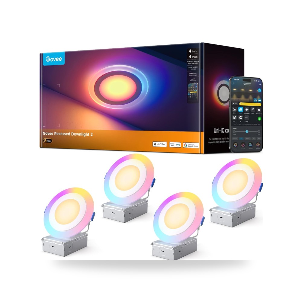 جوفي اضاءة مجوفة ذكية 4 انش، اضاءة RGB LED مجوفة متوافقة