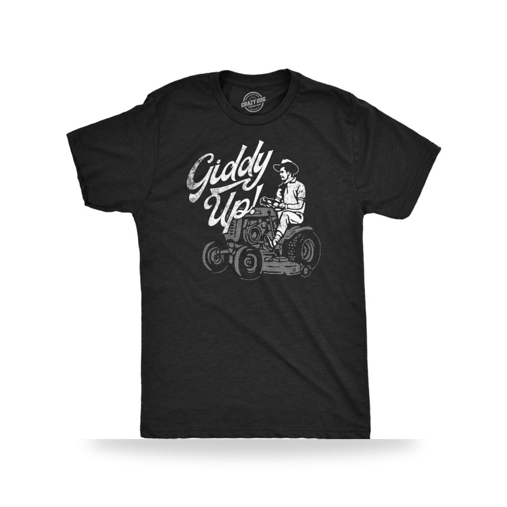 تي شيرت مرح للرجال مطبوع عليه Giddy Up