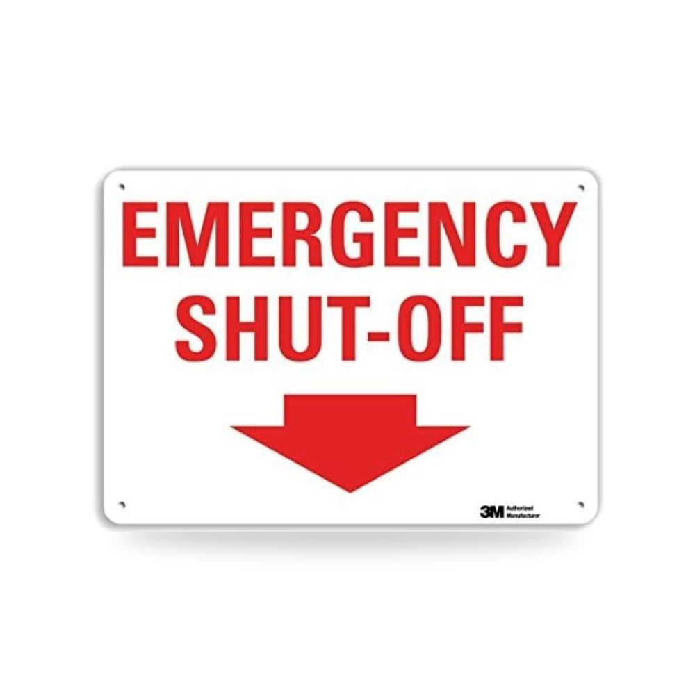 سمارت ساين لافتة "Emergency Shut-Off" مع سهم للاسفل مقاس 7