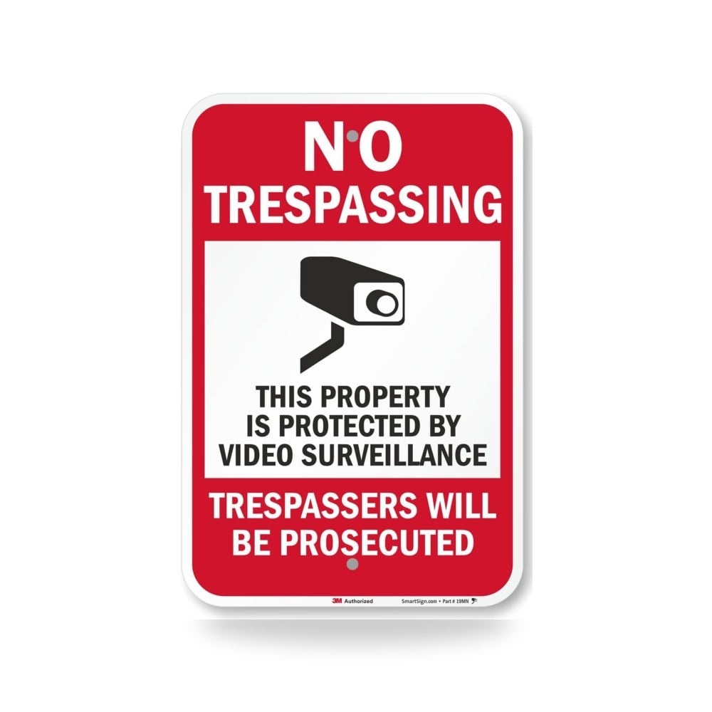 سمارت ساين لافتة مراقبة فيديو بعبارة No Trespassing - 3M موديل T1-1074