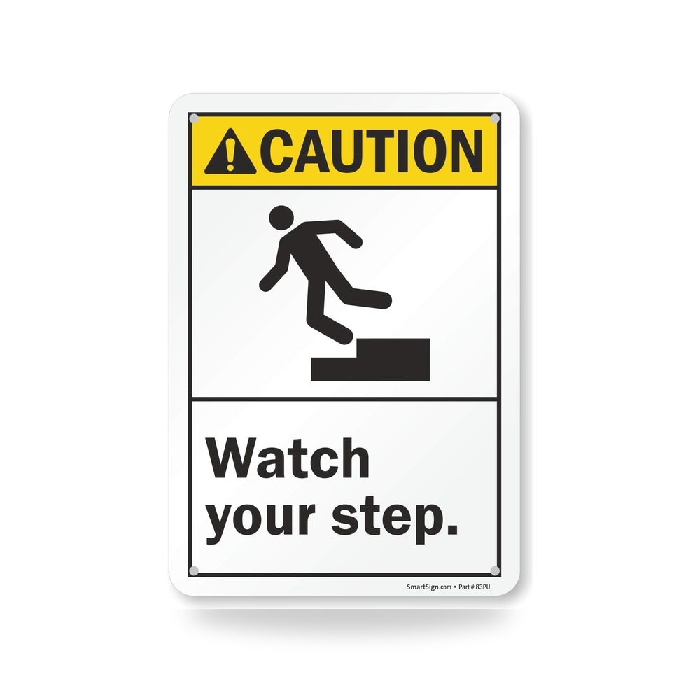 سمارت ساين لافتة "Caution - Watch Your Step" | 7 انش × 10