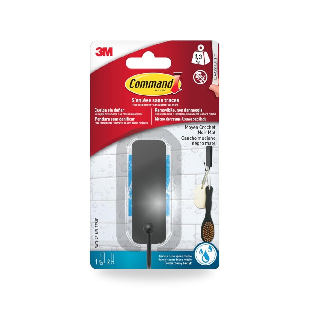 كوماند BATH43-MB-FESIP حمام M BATH43، اسود غير لامع، 1 خطاف