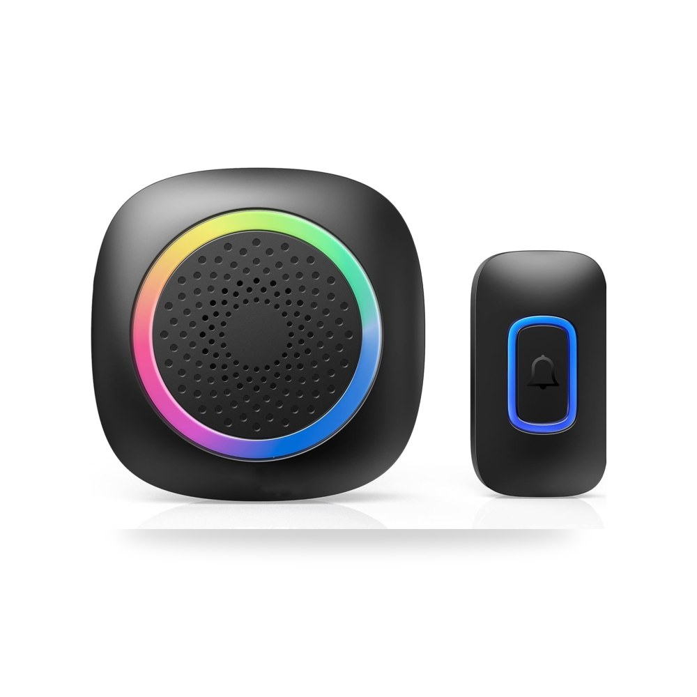 طقم جرس باب لاسلكي، جرس باب محمول مع ضوء RGB، موديل IP66