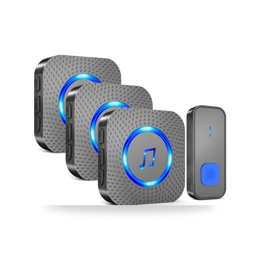 اس يو ار اف او يو جرس باب لاسلكي مع 3 مستقبلات وزر واحد، موديل IP55