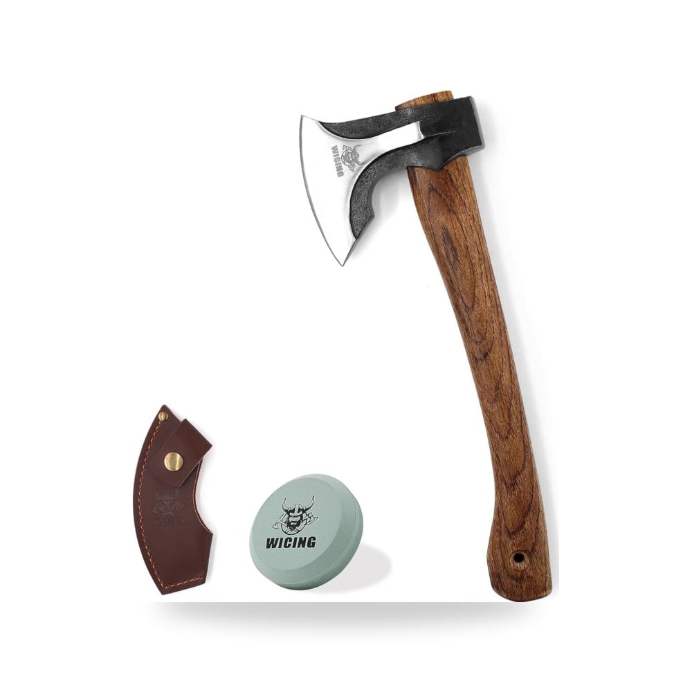 فأس تقطيع وتخييم احترافي بمقبض مريح من خشب الجوز الأمريكي Hickory عالي المتانة ماركة Pro