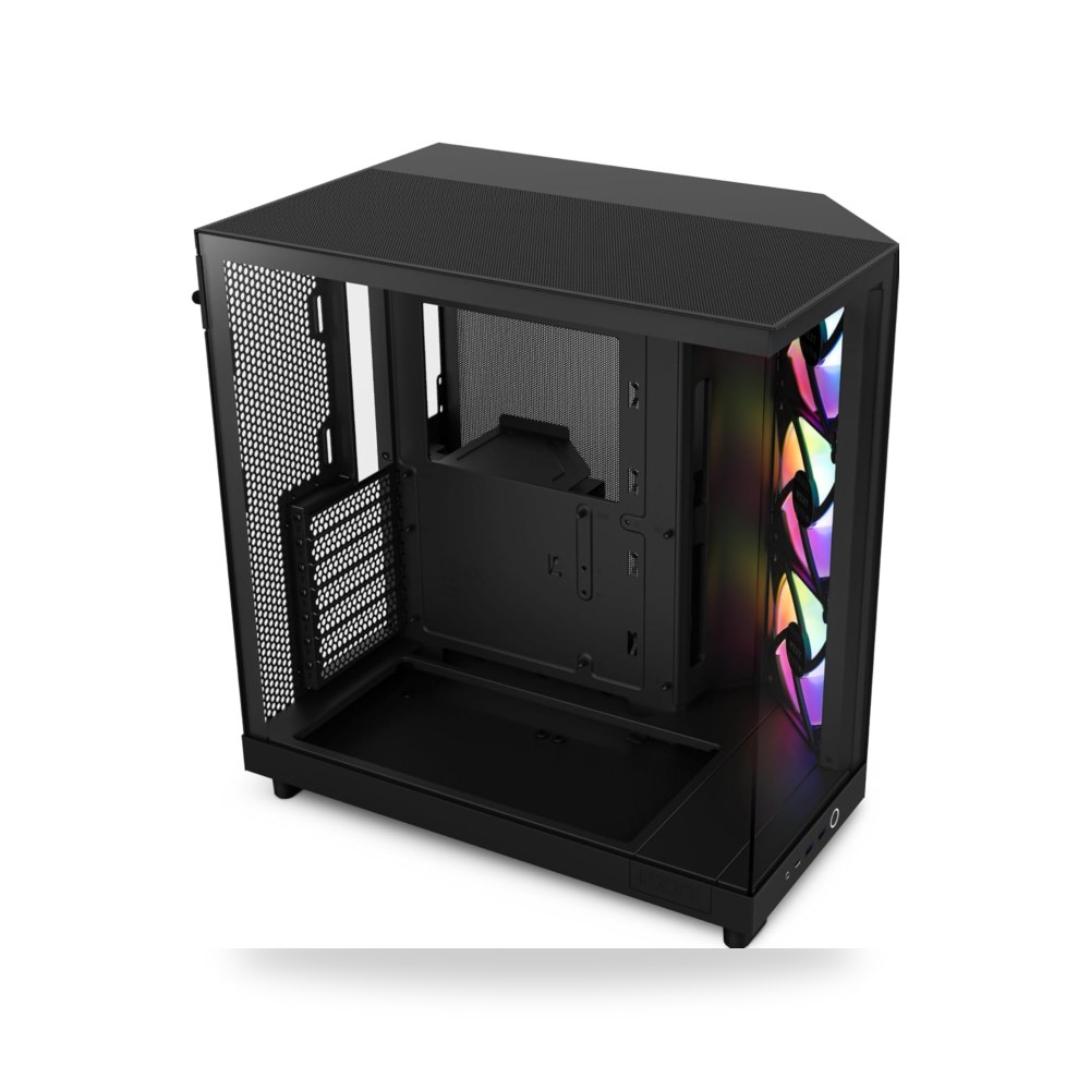 صندوق كمبيوتر H6 فلو من ان زد اكس تي | CC-H61FB-R1 | تصميم 3 مراوح RGB