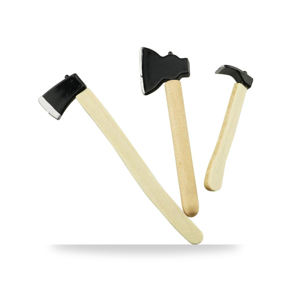 Tegg Mini Axe بمقبض خشبي مصغر من المعدن والمفرمة عالي المتانة والجودة (3 قطعة)