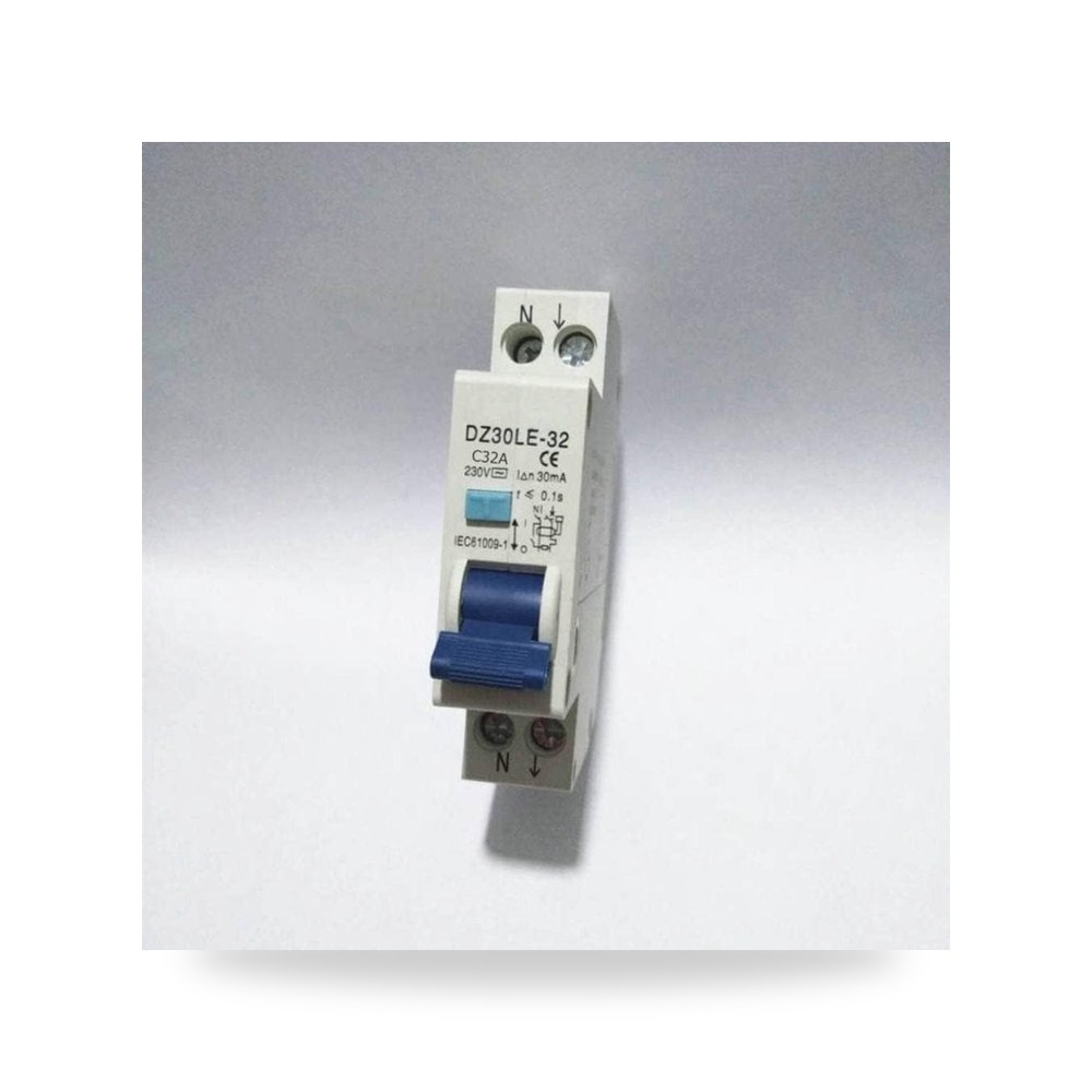 سكين قاطع دارة تيار متبقي 1P N 32A RCBO 6KA