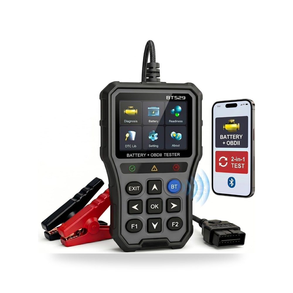قارئ رموز ماسح ضوئي BT529 OBD2 من نوفين، تحكم عبر تطبيق