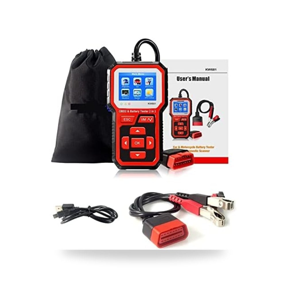 أداة KW681 اختبار بطارية السيارة 6V-12V محلل بطارية السيارة