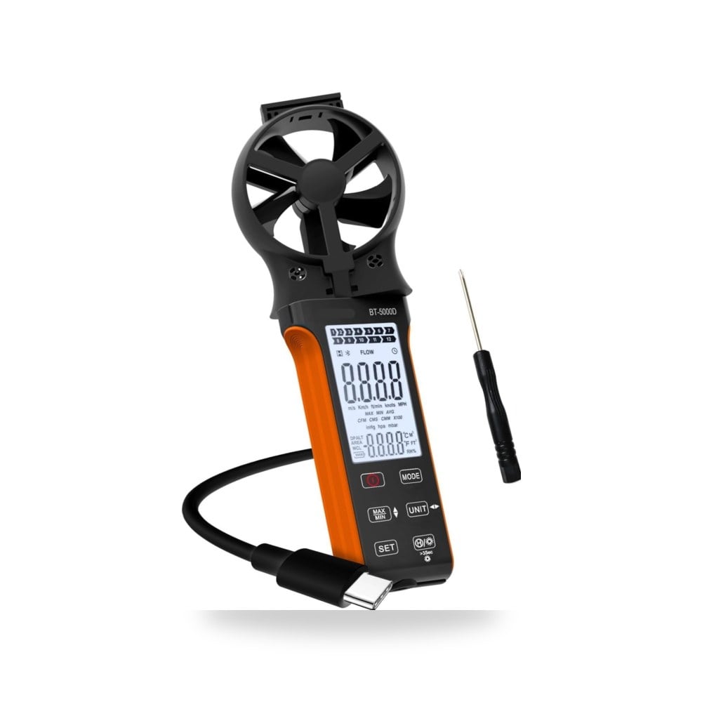 مقياس سرعة الرياح BT-5000D محمول باليد CFM، مقياس شدة الريح
