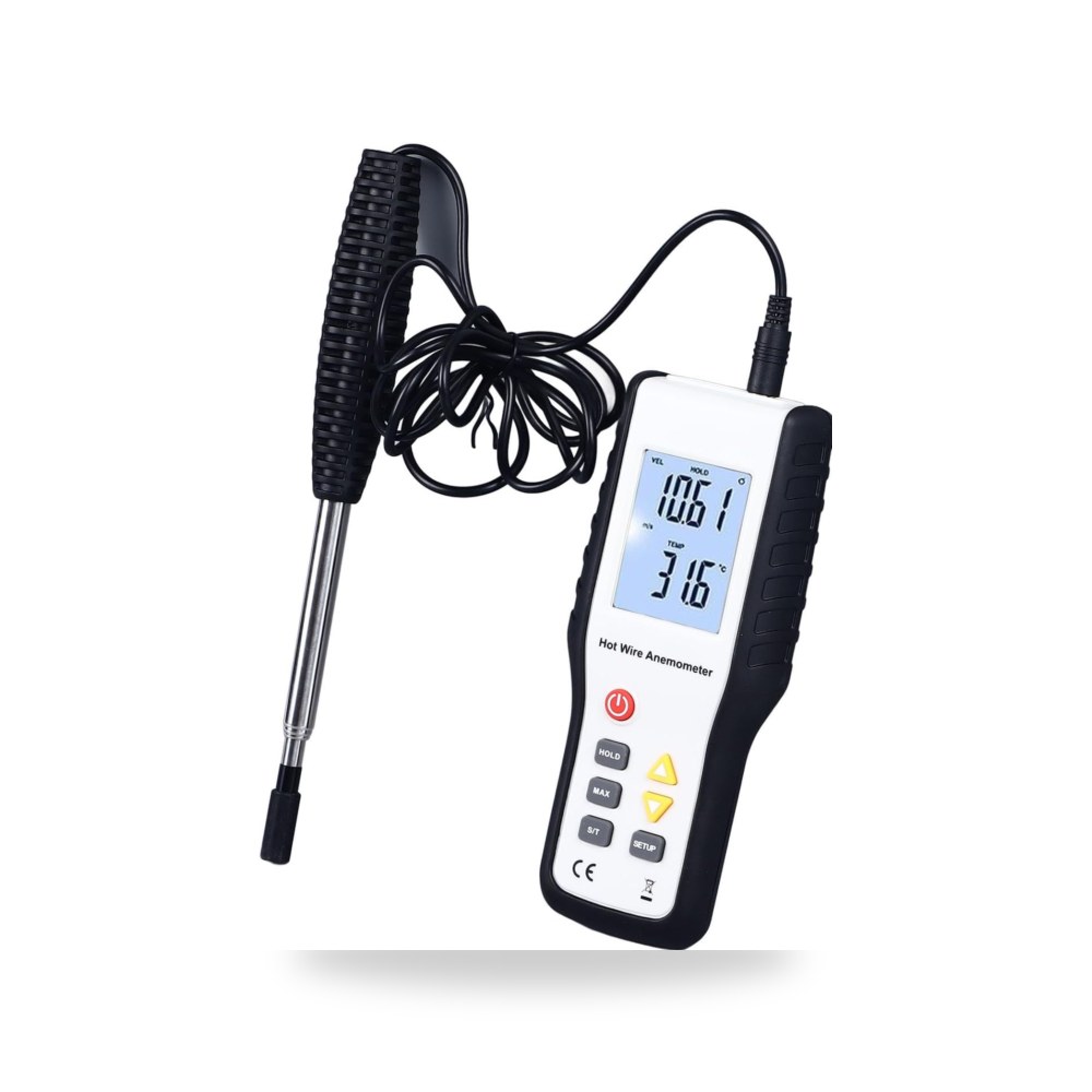 اودوركل مقياس سرعة الرياح مع مقياس شدة الريح الحراري LCD