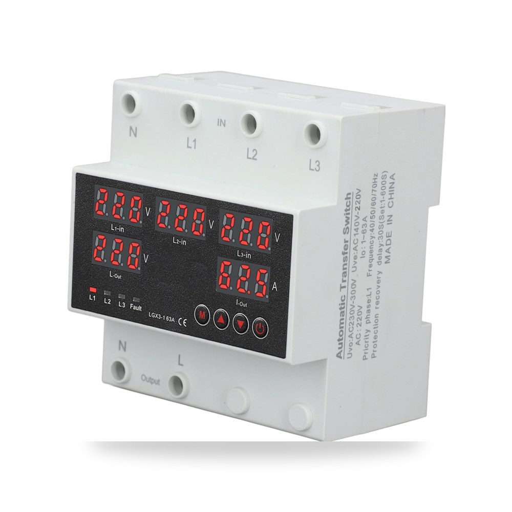 مفتاح نقل تلقائي 63 امبير 3P4W شاشة LED واقي