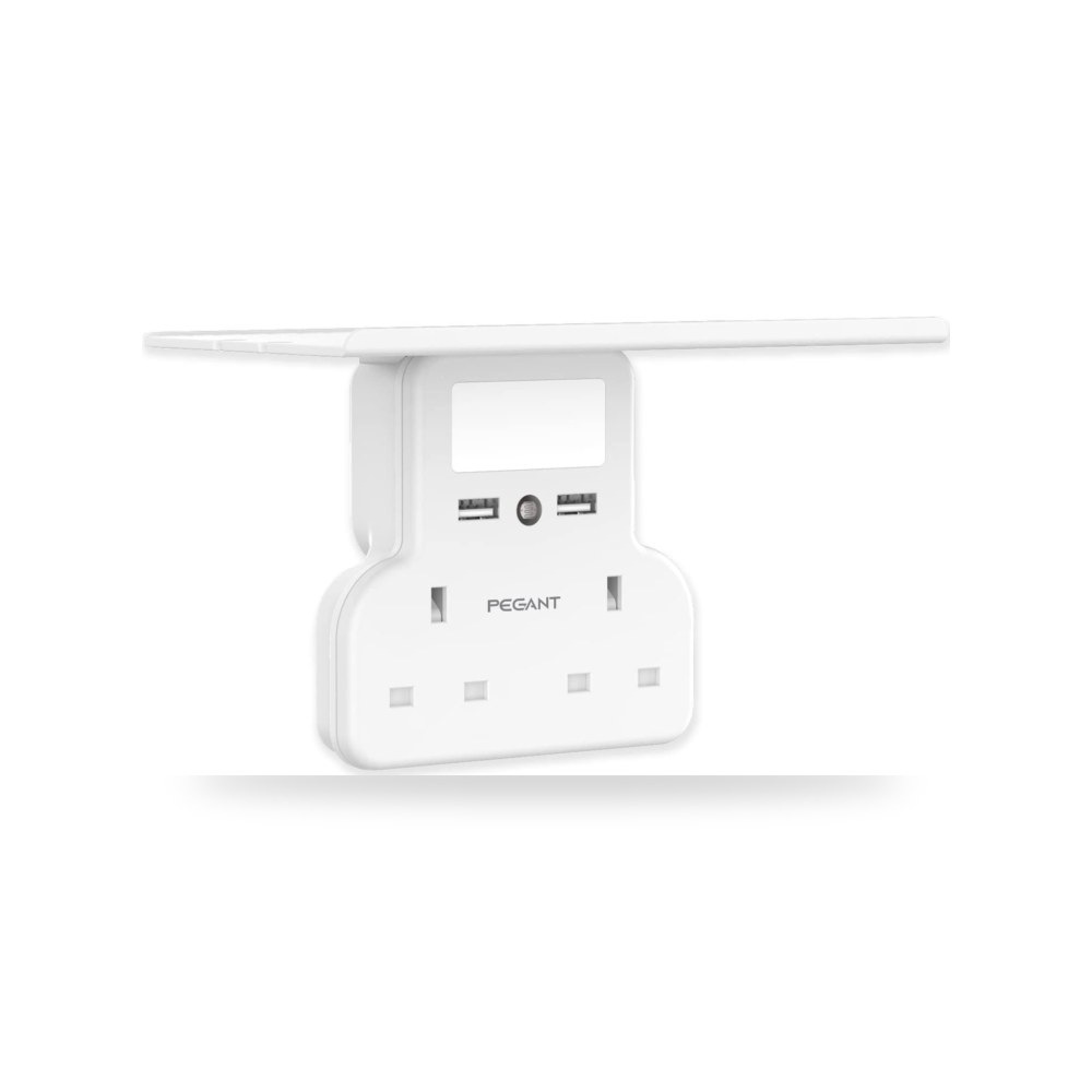 محول طاقة تمديد قابس متعدد بيجانت مع 2 USB، ضوء ليلي ورف، موديل 2-Way