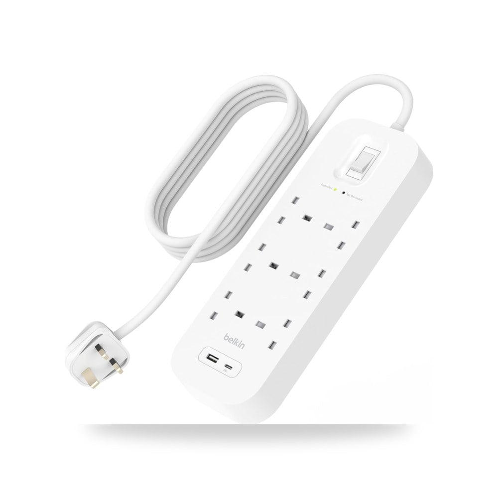 مقياس بلكن شريط طاقة 6 منافذ للحماية، يمكن اندفاع التيار الكهربائي موديل USB-C