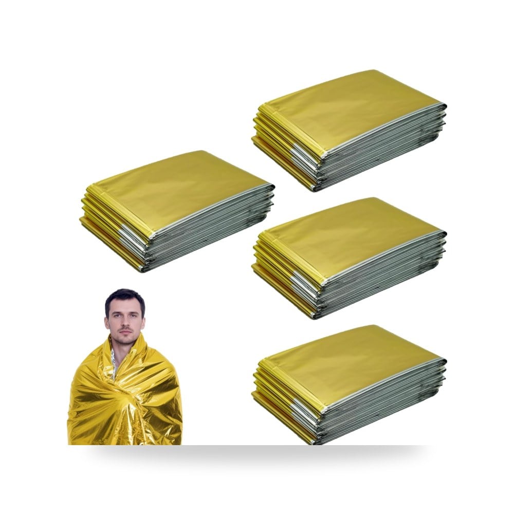بطانية طوارئ كبيرة (4 قطع): رقائق نجاة، 210 × 160 سم