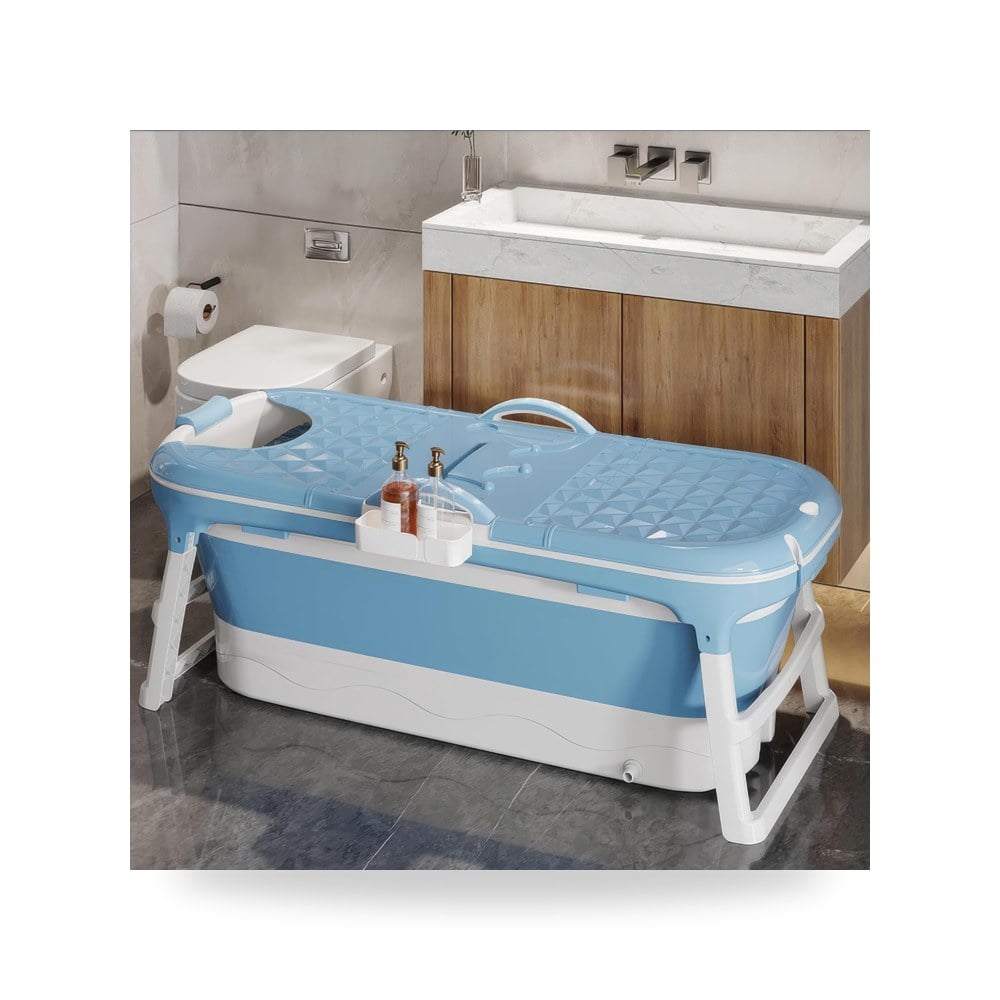 حوض استحمام قابل للطي مع غطاء للبالغين مقاس 142 × 62.5 × 50