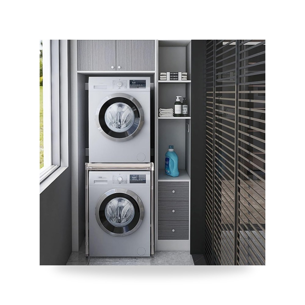رف تكديس من الستانلس ستيل للغسالات والمجفف - رف اطباق موفر